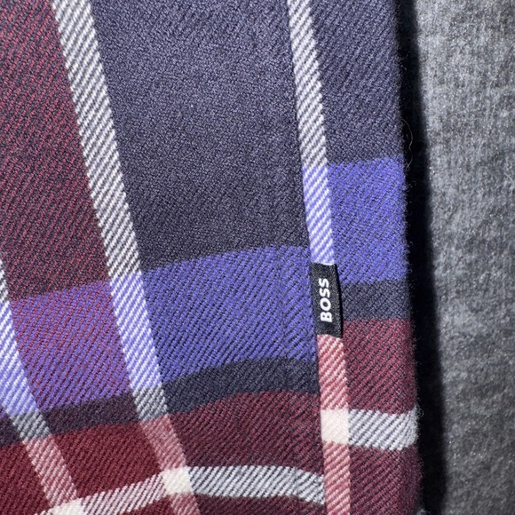 Boss By Hugo Boss Liam Regular Fit Plaid Flannel Button-Up Shirt Purple Sz L NEW - Picture 5 of 10